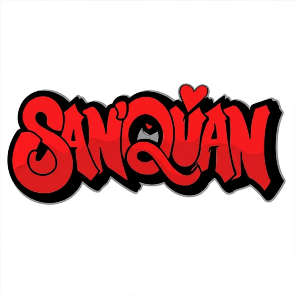 San’Quan Graffiti Tattoo Design with Heart and Infinity Symbol