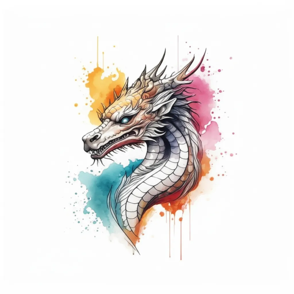 Watercolor Dragon Tattoo Design Ideas for Hand Placement Watercolor Dragon Tattoo Design Ideas for Hand Placement
