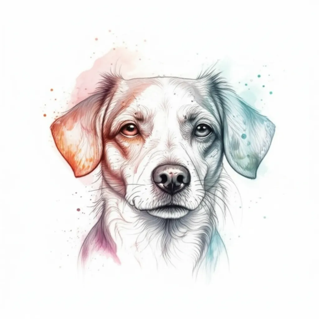 Watercolor Dog Memorial Tattoo: Ear Outline Design