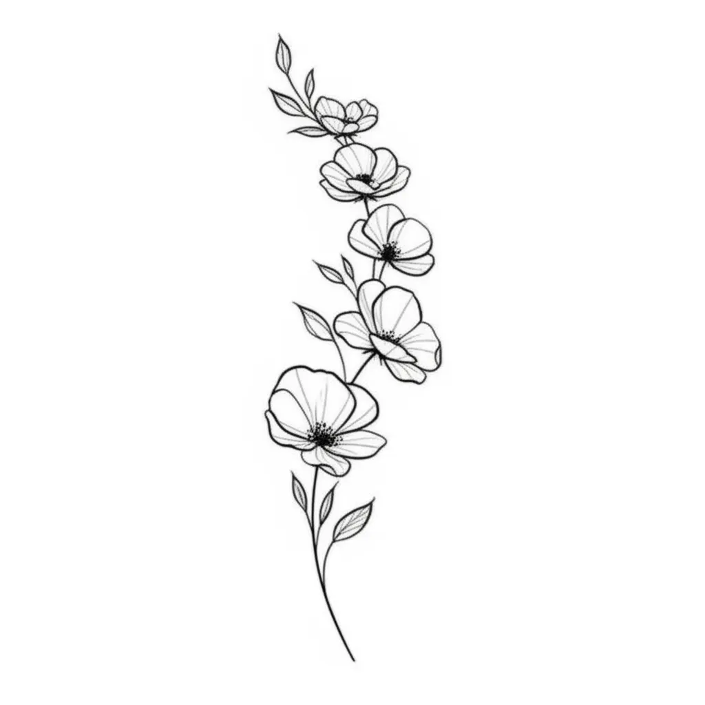 Minimalist Flower Spine Tattoo Design