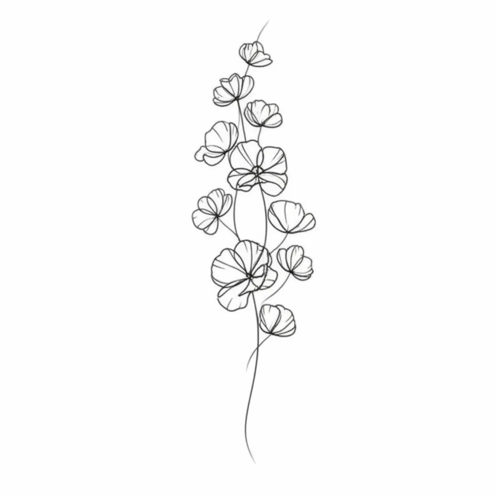 Minimalist Flower Spine Tattoo: Delicate Floral Design