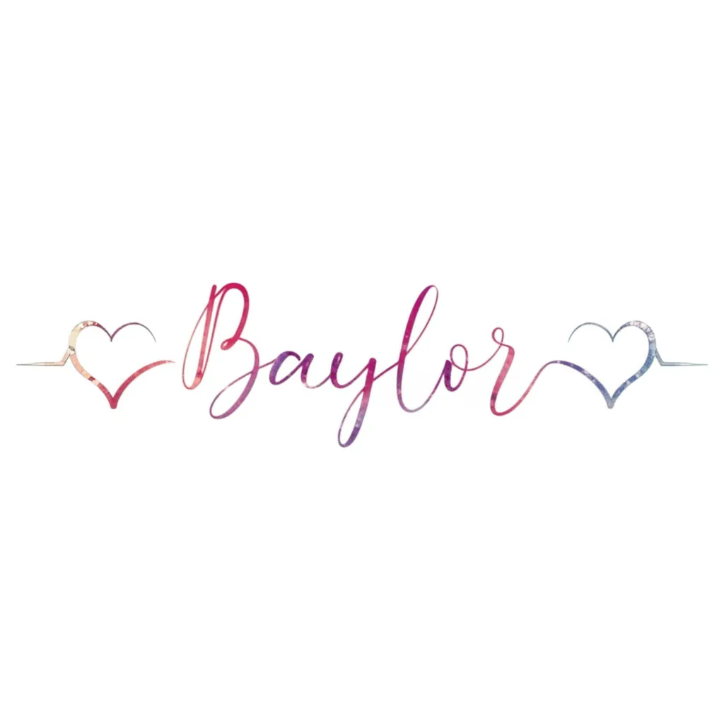 Baylor Name Tattoo with Heart Rhythm - Watercolor Style Baylor Name Tattoo with Heart Rhythm - Watercolor Style