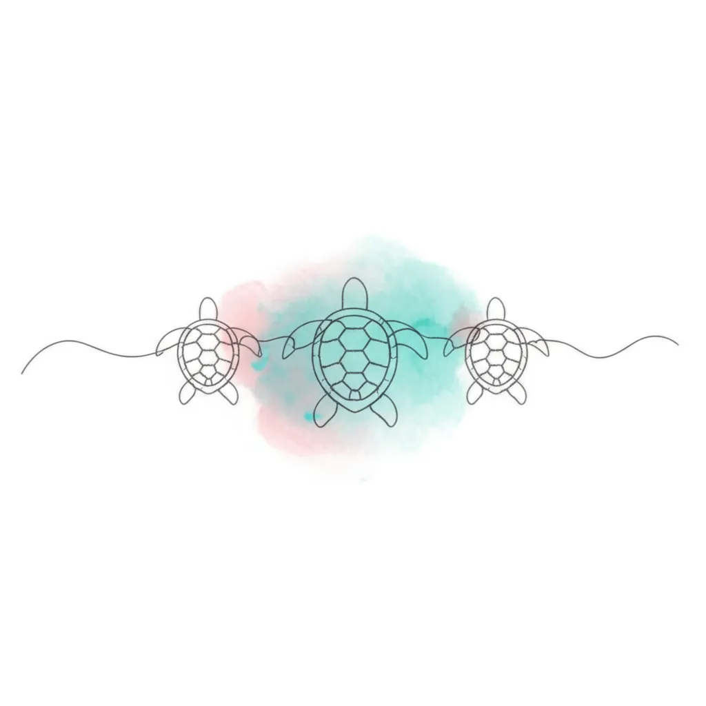 Minimalist Three Sea Turtles Watercolor Tattoo Design
