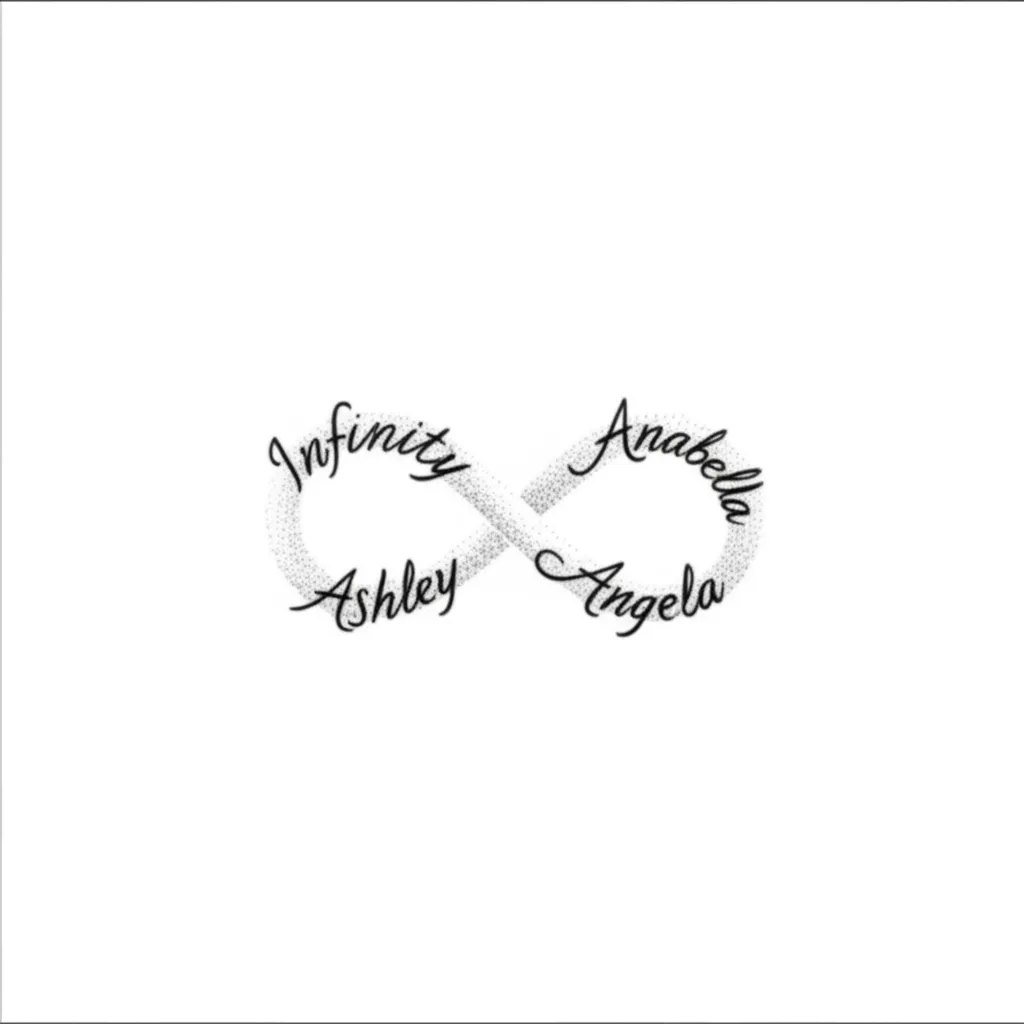 Infinity Names Tattoo: Ashley, Anabella, Angela Fine Line Design Infinity Names Tattoo: Ashley, Anabella, Angela Fine Line Design