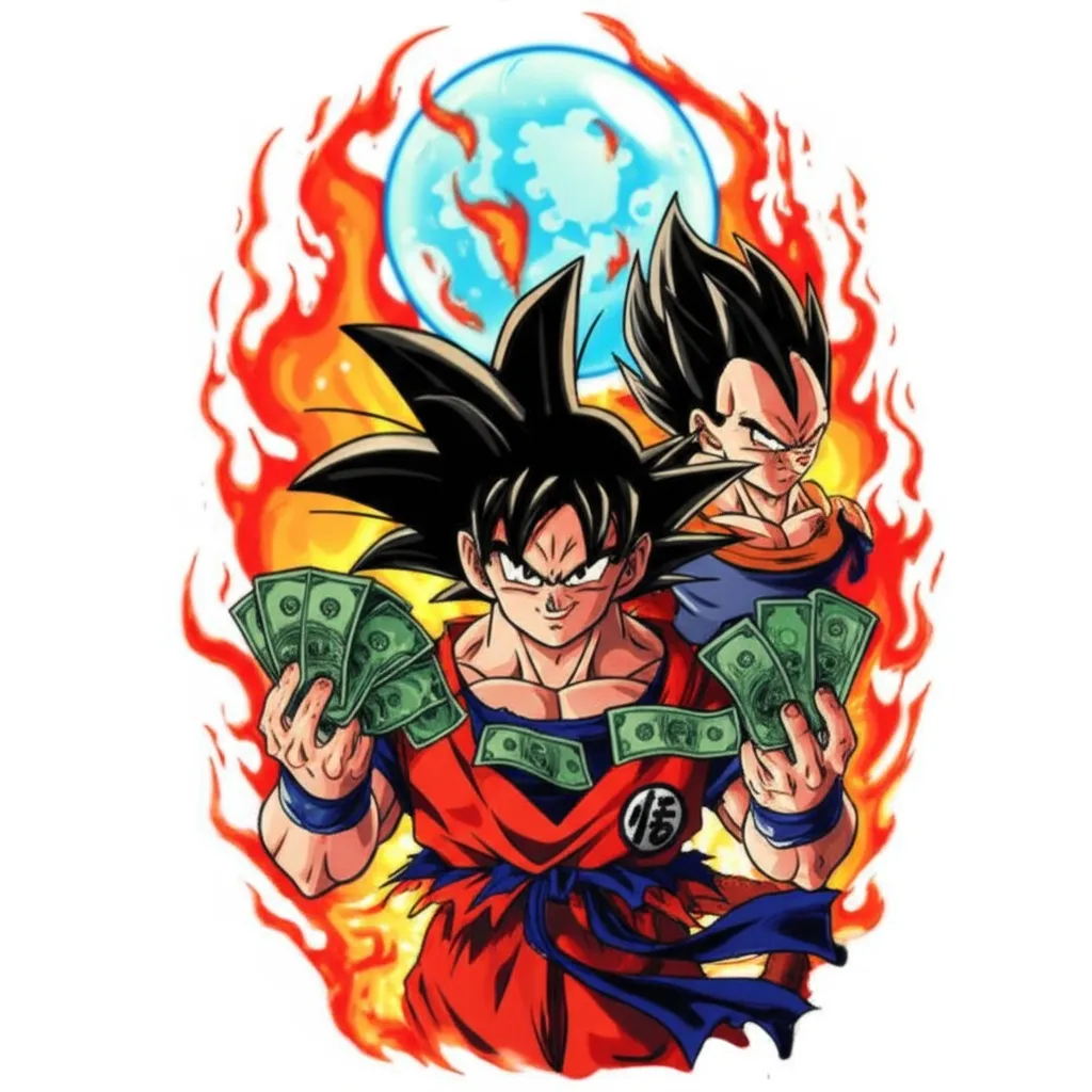 Goku and Vegeta Money Spirit Bomb Anime Tattoo Design Goku and Vegeta Money Spirit Bomb Anime Tattoo Design