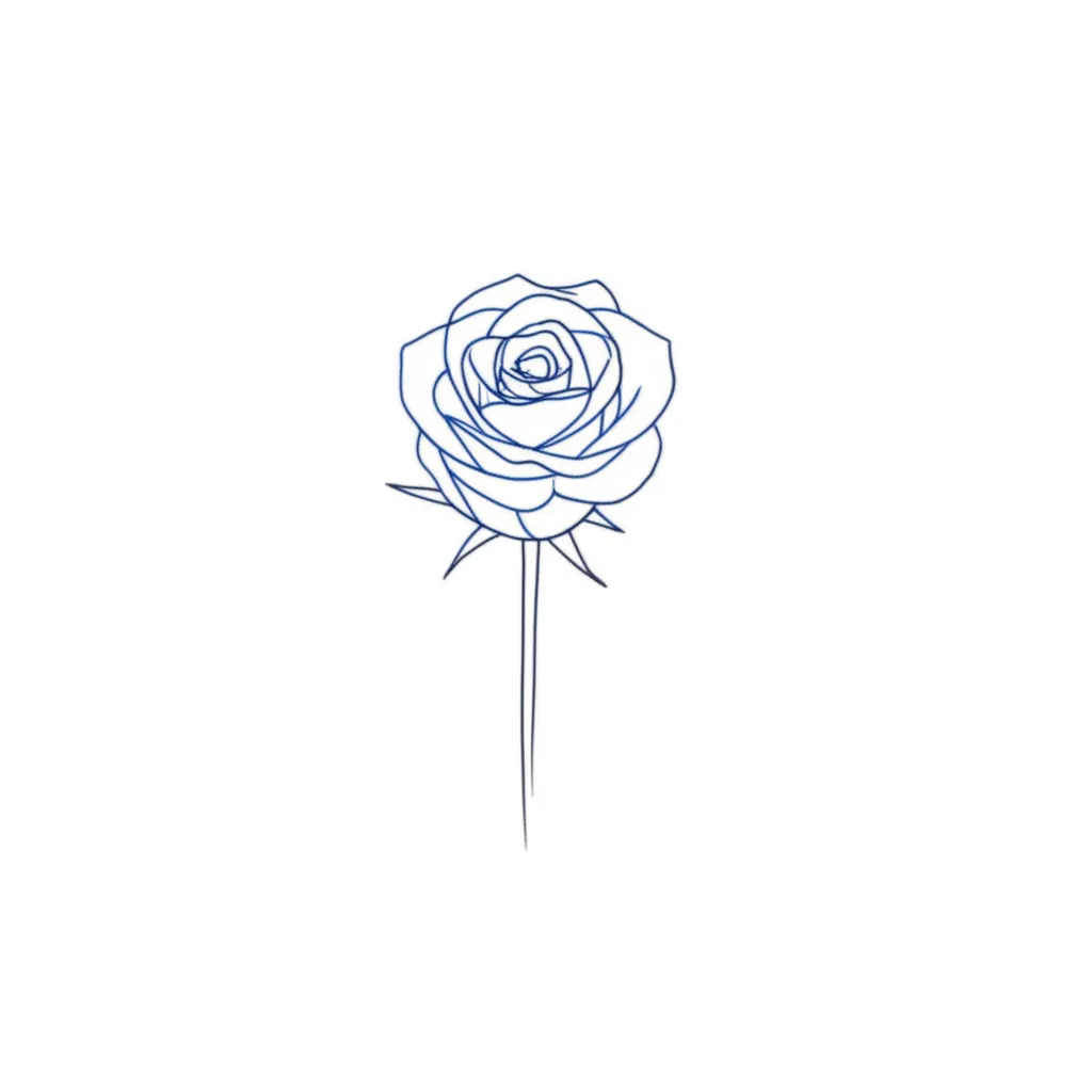 Minimalist Blue Rose Tattoo Design
