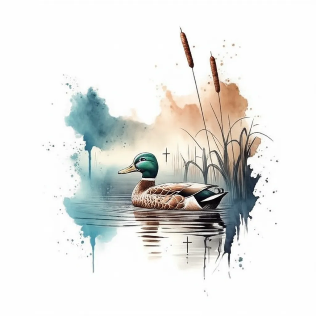Watercolor Duck Hunting Tattoo with Names Calvin & Mandie