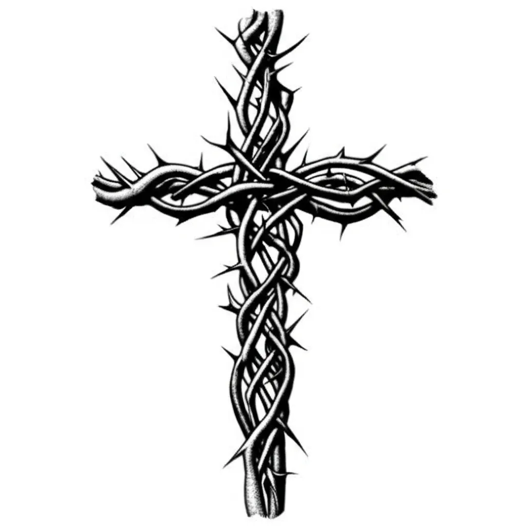 Black Thorn Cross Back Tattoo - Gothic Style Design Black Thorn Cross Back Tattoo - Gothic Style Design