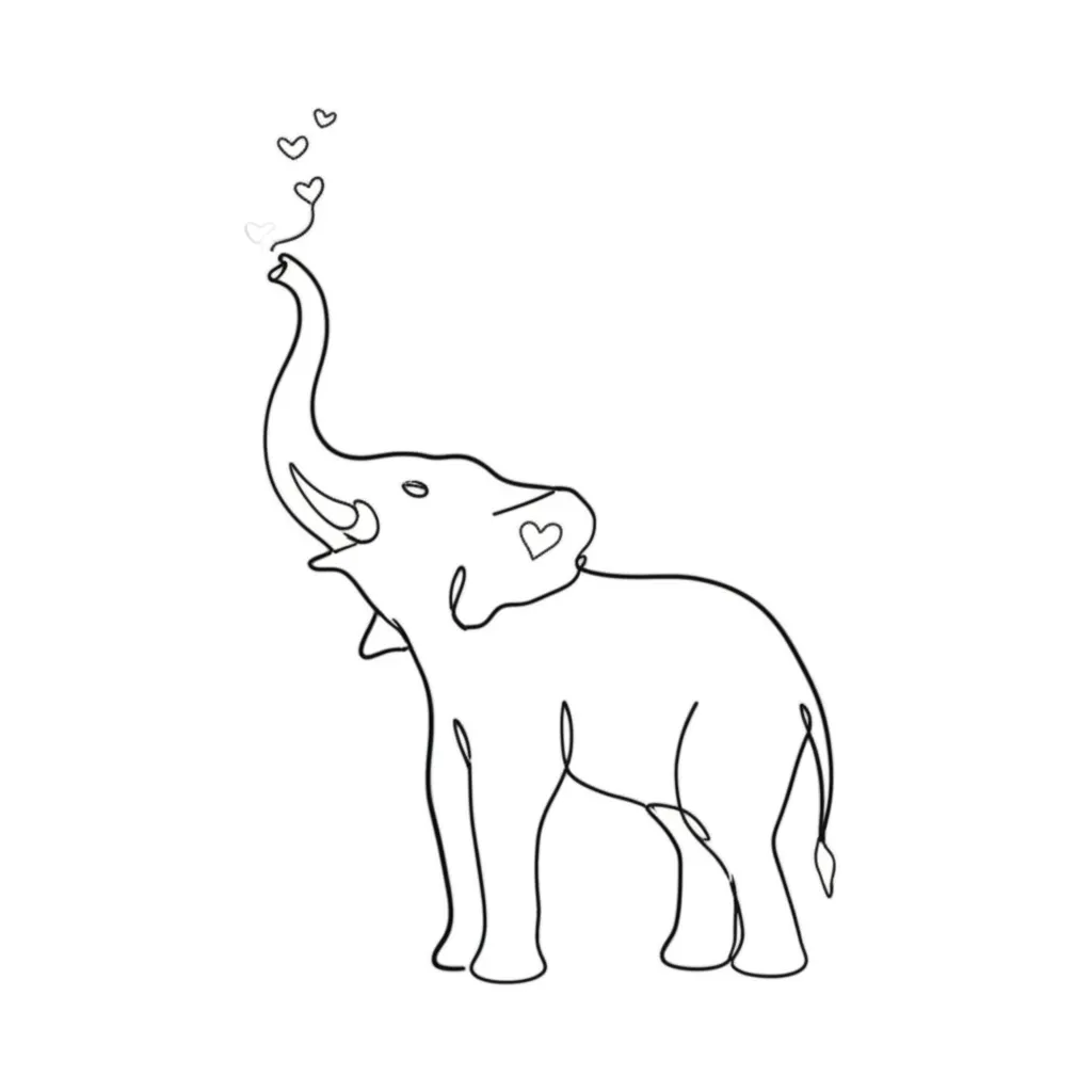 Minimalist Elephant Tattoo with Hearts - Cute and Meaningful Design