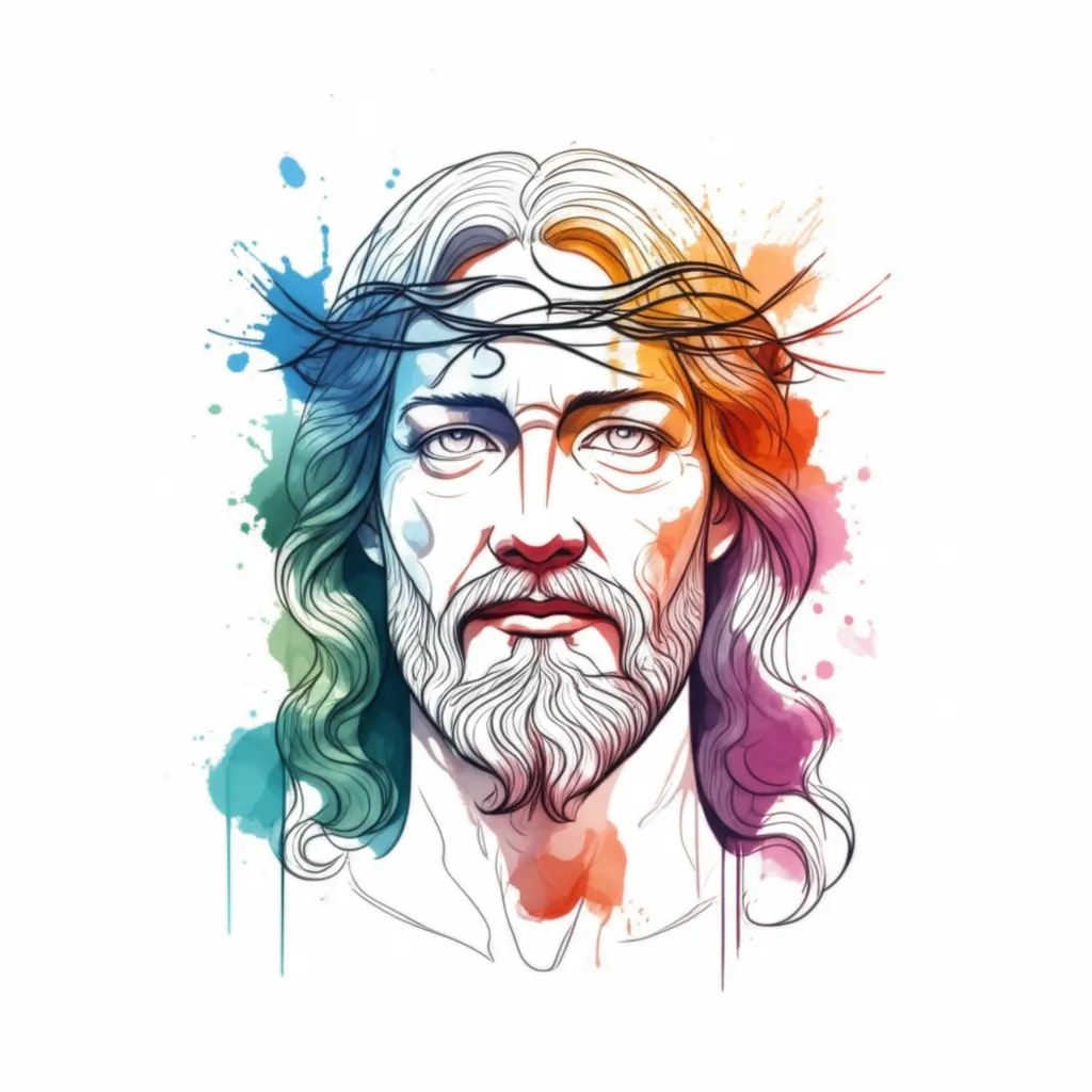 Watercolor Jesus Christ Tattoo Cover Up Design Watercolor Jesus Christ Tattoo Cover Up Design