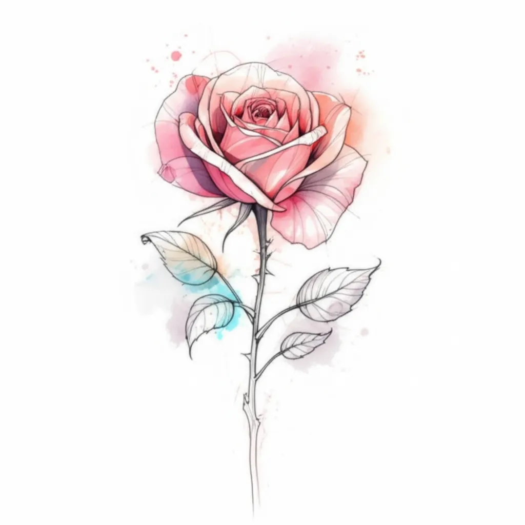 Dusty Pink Watercolor Rose Hand to Elbow Tattoo Design