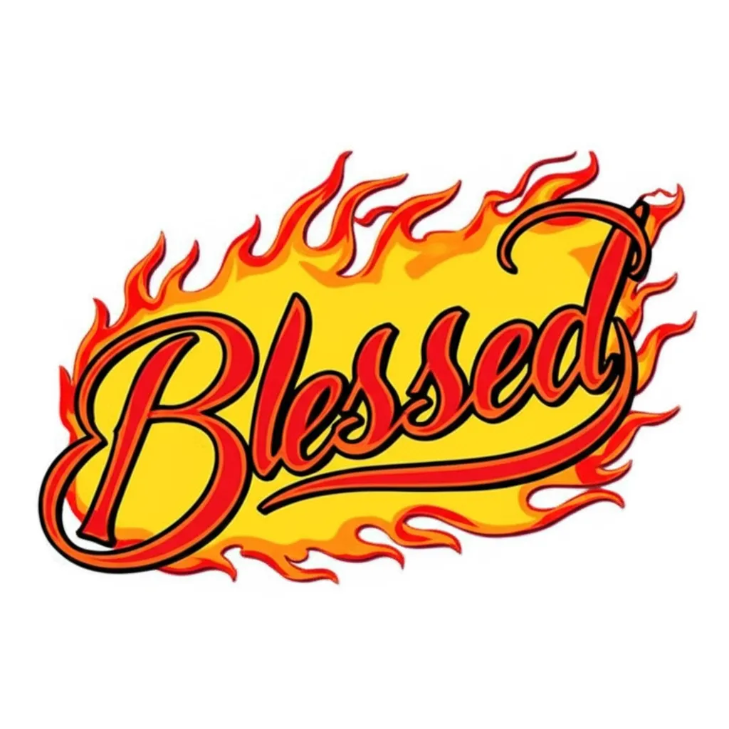 Blessed with Flames Tattoo Design - Anime Style