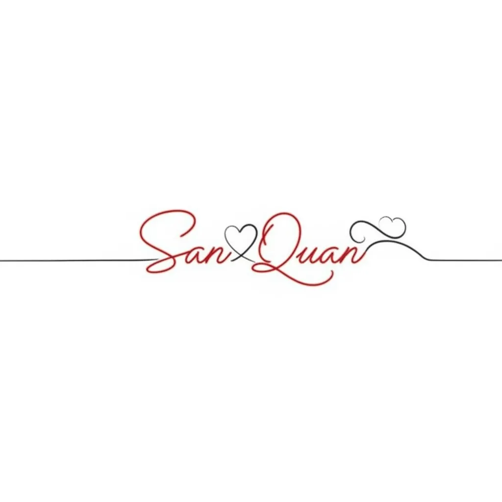 San’Quan Name Tattoo with Heart and Infinity Symbol - Minimalist Design