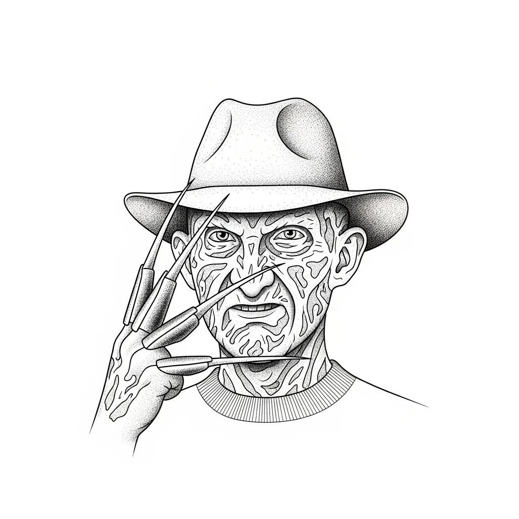 Freddy Krueger Fine Line Tattoo Design