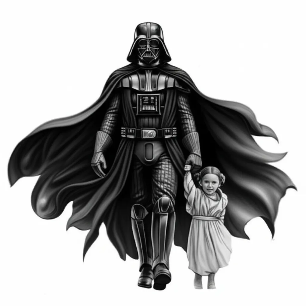 Darth Vader and Leia Realism Tattoo Idea Darth Vader and Leia Realism Tattoo Idea