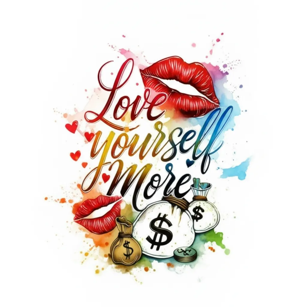 Love Yourself More Watercolor Tattoo Design