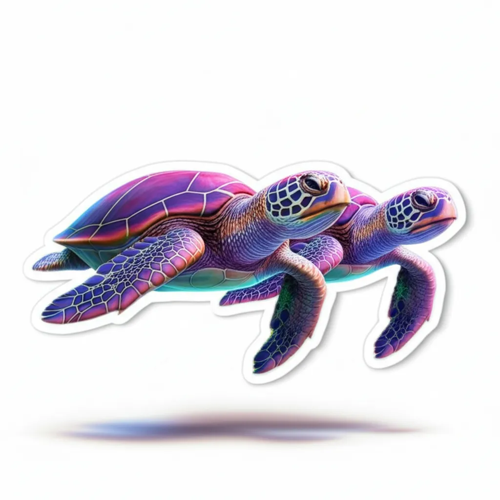 3D Purple and Pink Sea Turtle Tattoo Design