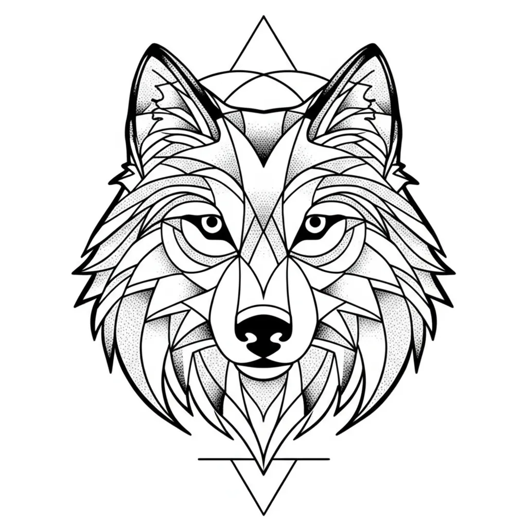 Geometric Wolf Head Tattoo Design Geometric Wolf Head Tattoo Design