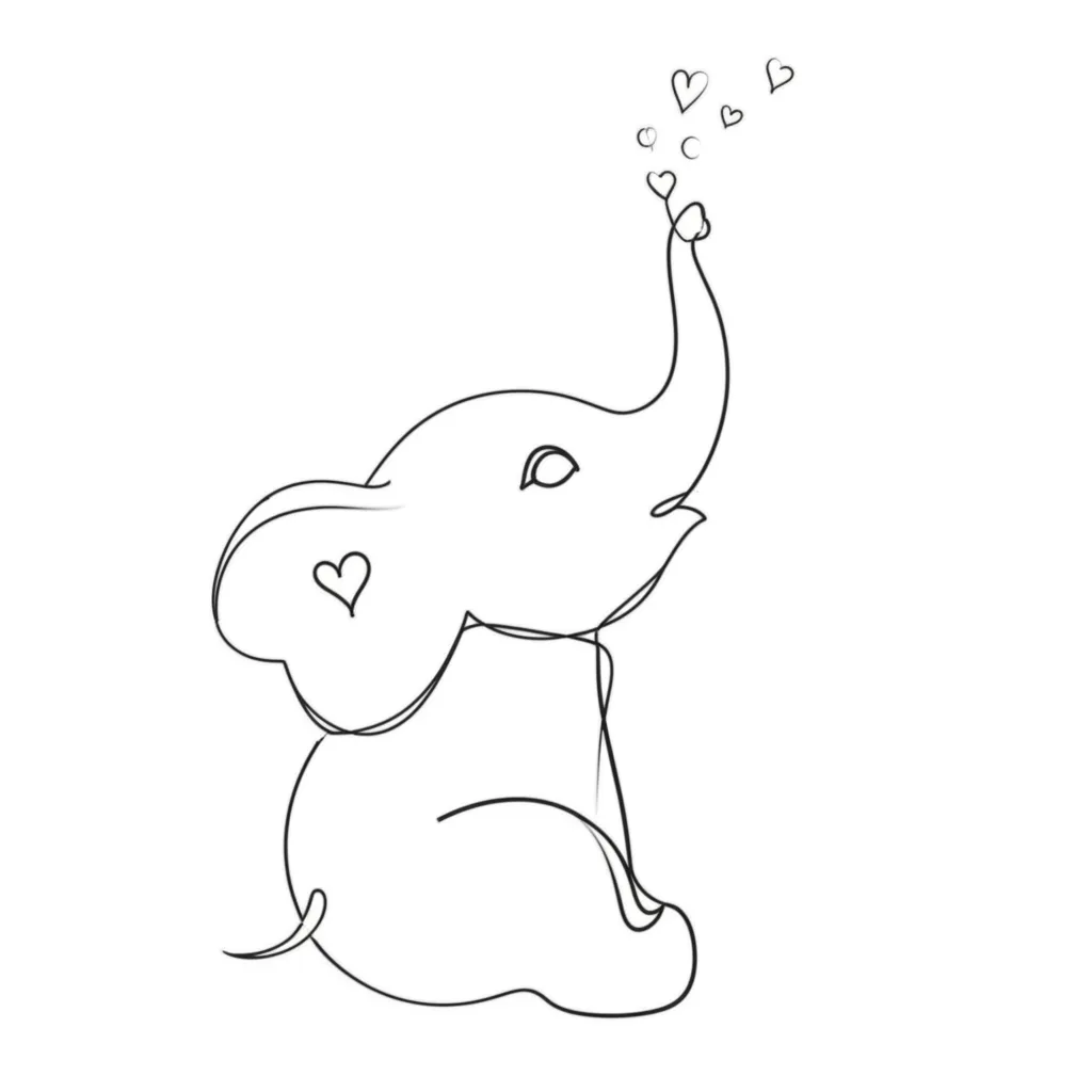 Minimalist Baby Elephant Tattoo with Hearts - Cute and Simple Design Minimalist Baby Elephant Tattoo with Hearts - Cute and Simple Design