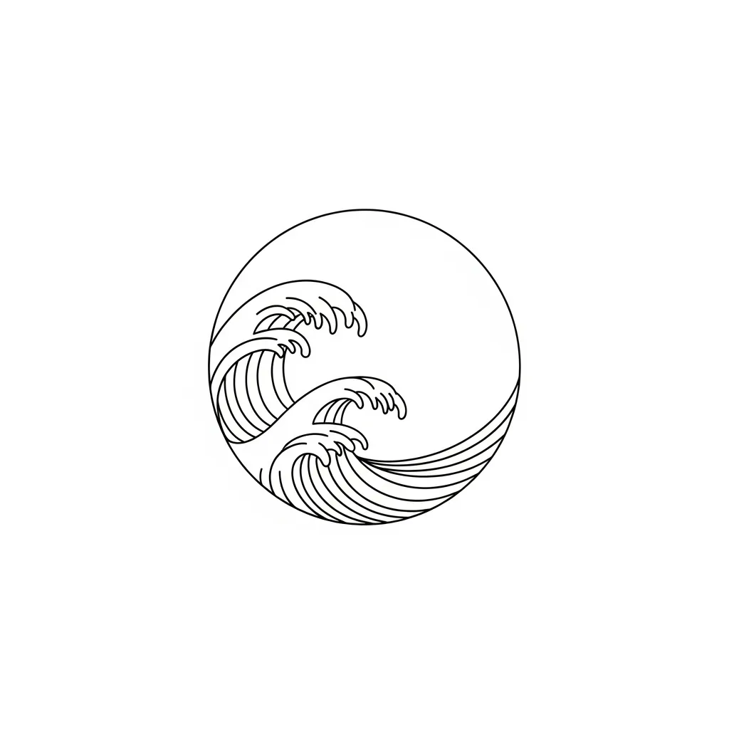 Minimalist Wave Circle Tattoo Design