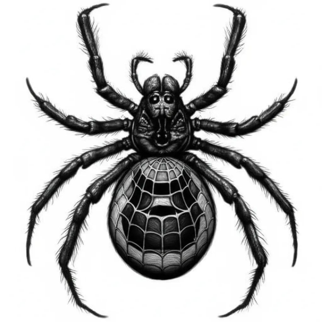 Realism Spider Tattoo with Number 8 Body - Unique Design
