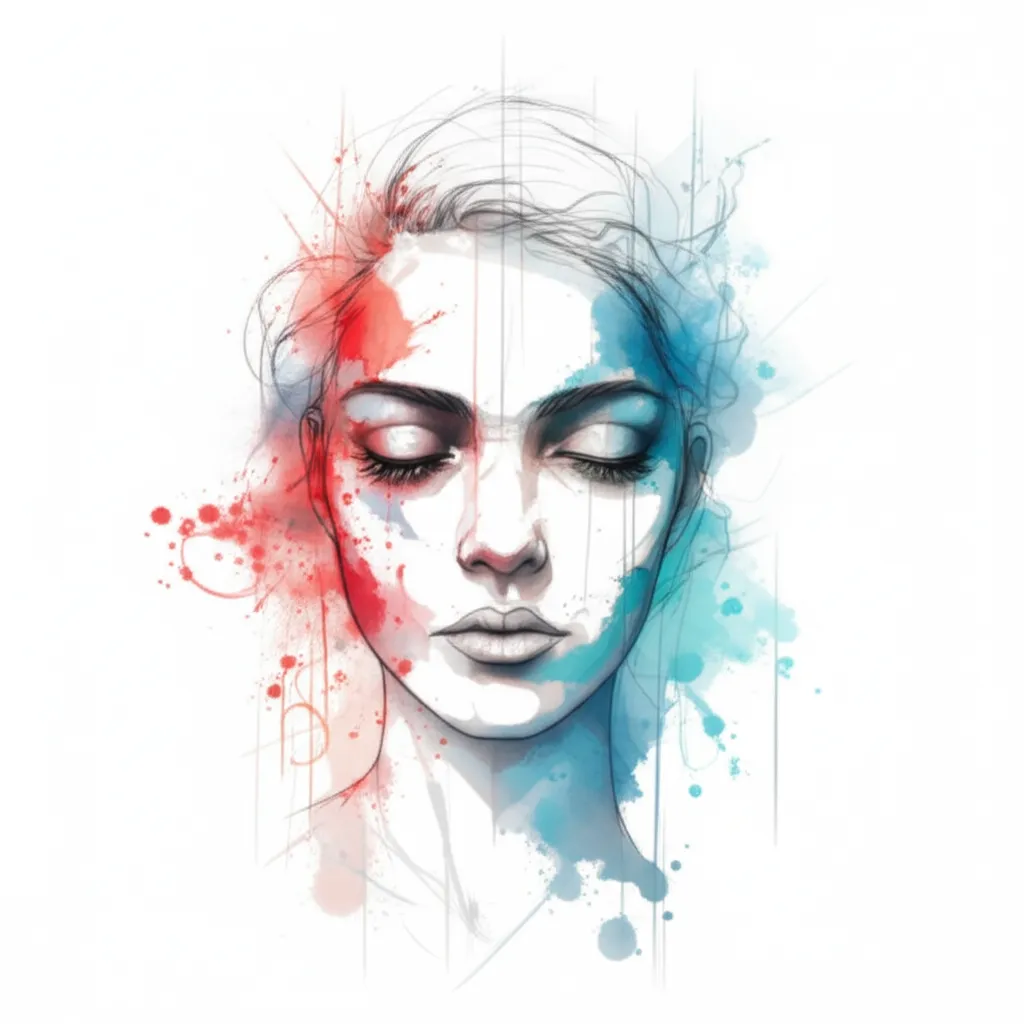 Watercolor Woman Portrait Arm Tattoo Idea