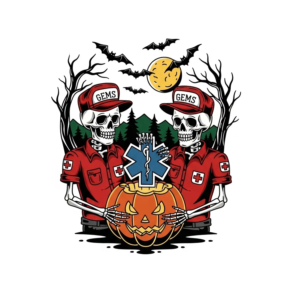 Old School Halloween Paramedic Skeleton Tattoo Design Old School Halloween Paramedic Skeleton Tattoo Design
