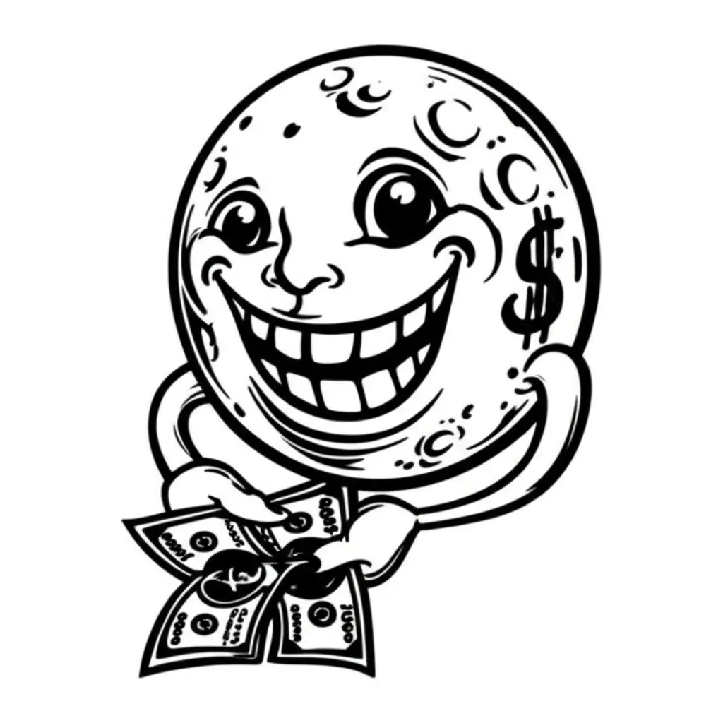 Evil Smile Full Moon Holding Money Graffiti Tattoo Design Evil Smile Full Moon Holding Money Graffiti Tattoo Design