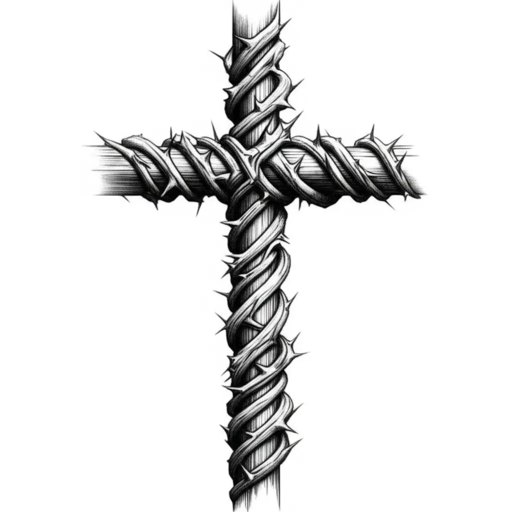 Blackout Thorn Cross Back Tattoo - Gothic Style Design Blackout Thorn Cross Back Tattoo - Gothic Style Design