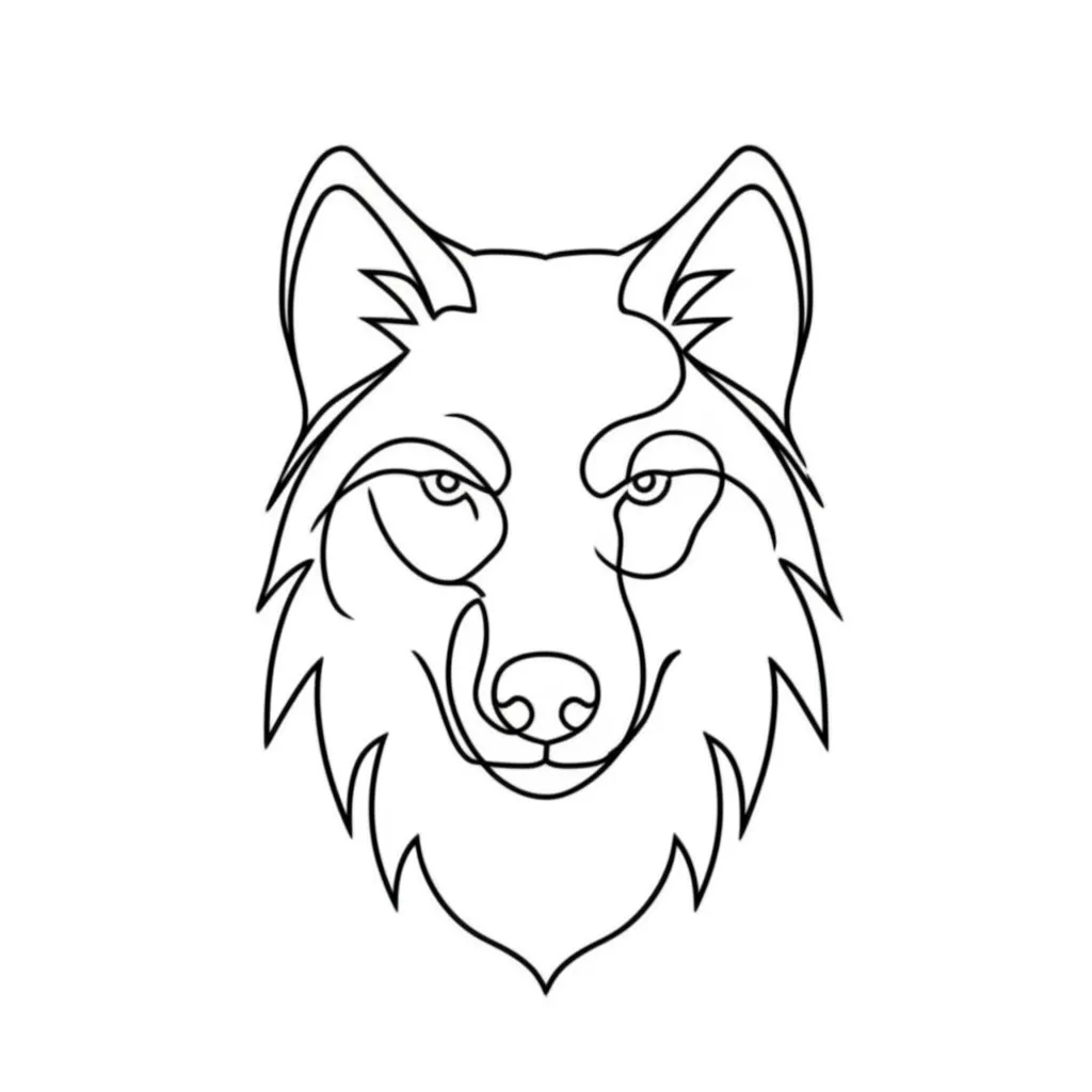 Minimalist Wolf Head Tattoo Design