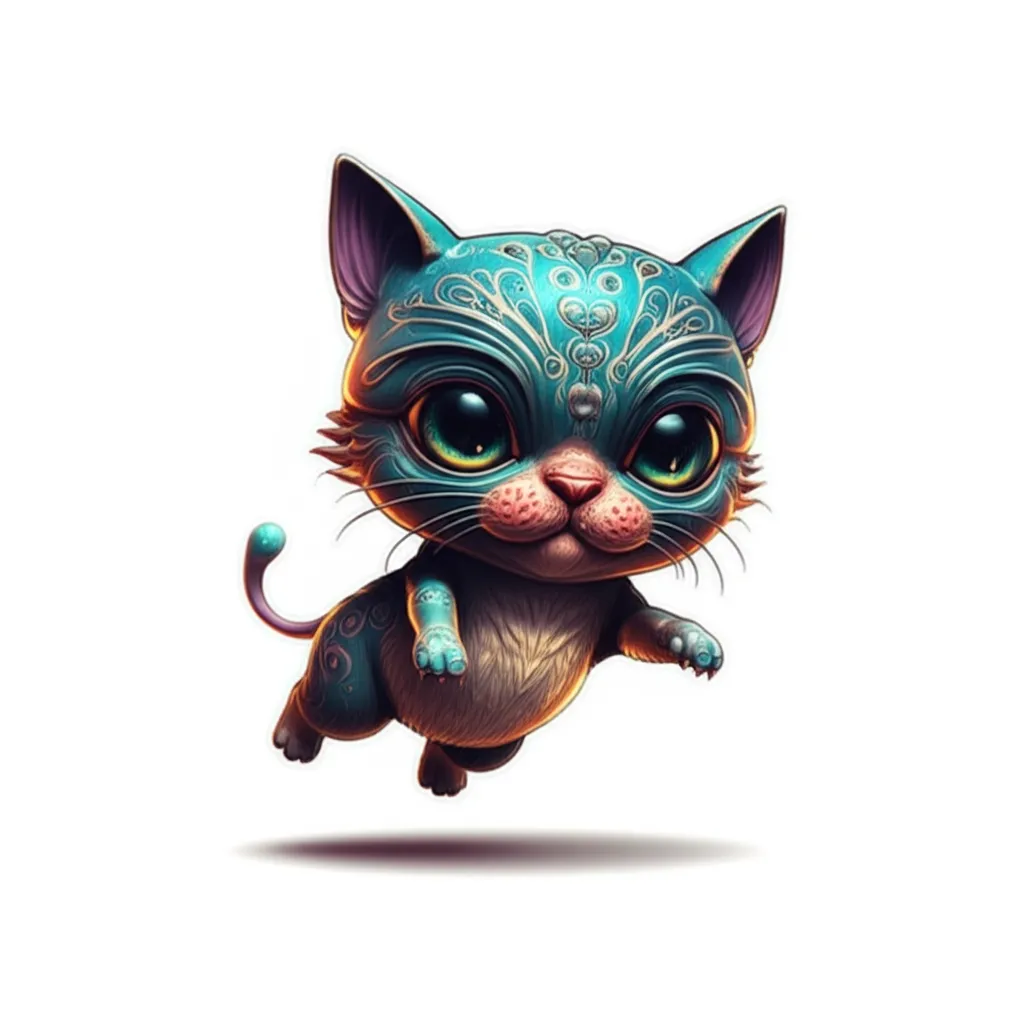 3D Cute Evil Kitty Tattoo Design