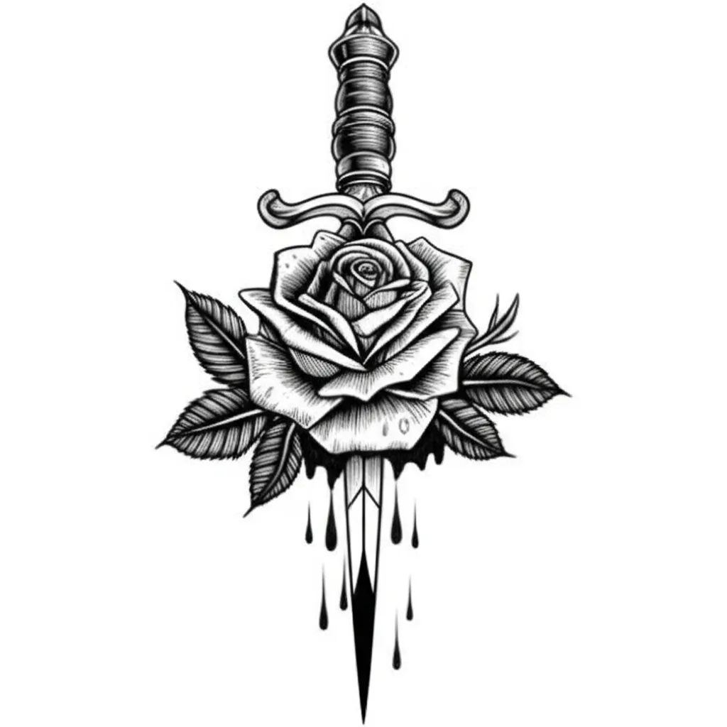 Rose and Dagger Tattoo: Meaning, Symbolism & Illustrative Designs Rose and Dagger Tattoo: Meaning, Symbolism & Illustrative Designs