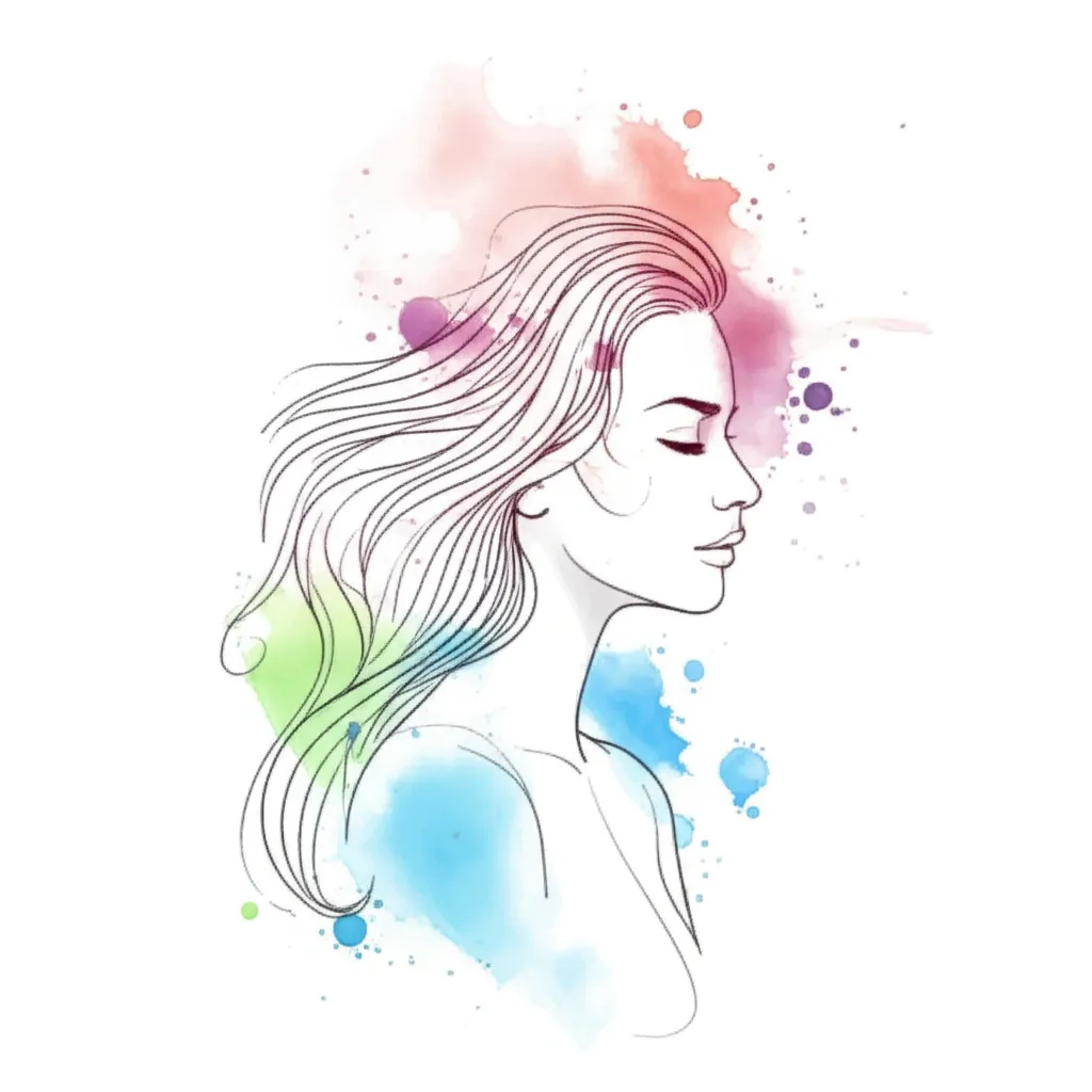 Watercolor Mermaid Tattoo Design with Flowing Hair