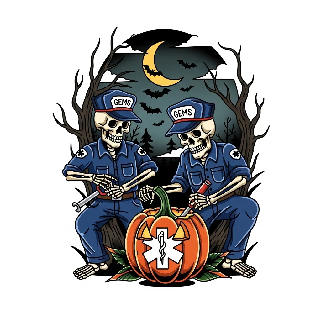 American Traditional Skeleton Paramedics Carving Halloween Pumpkin Tattoo American Traditional Skeleton Paramedics Carving Halloween Pumpkin Tattoo