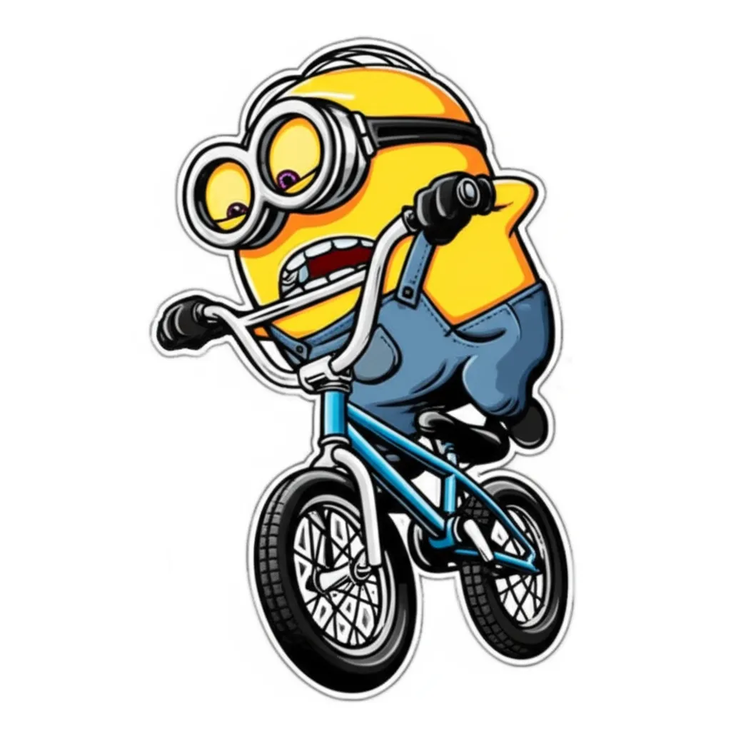 Angry Minion BMX Wheelie Anime Tattoo Design