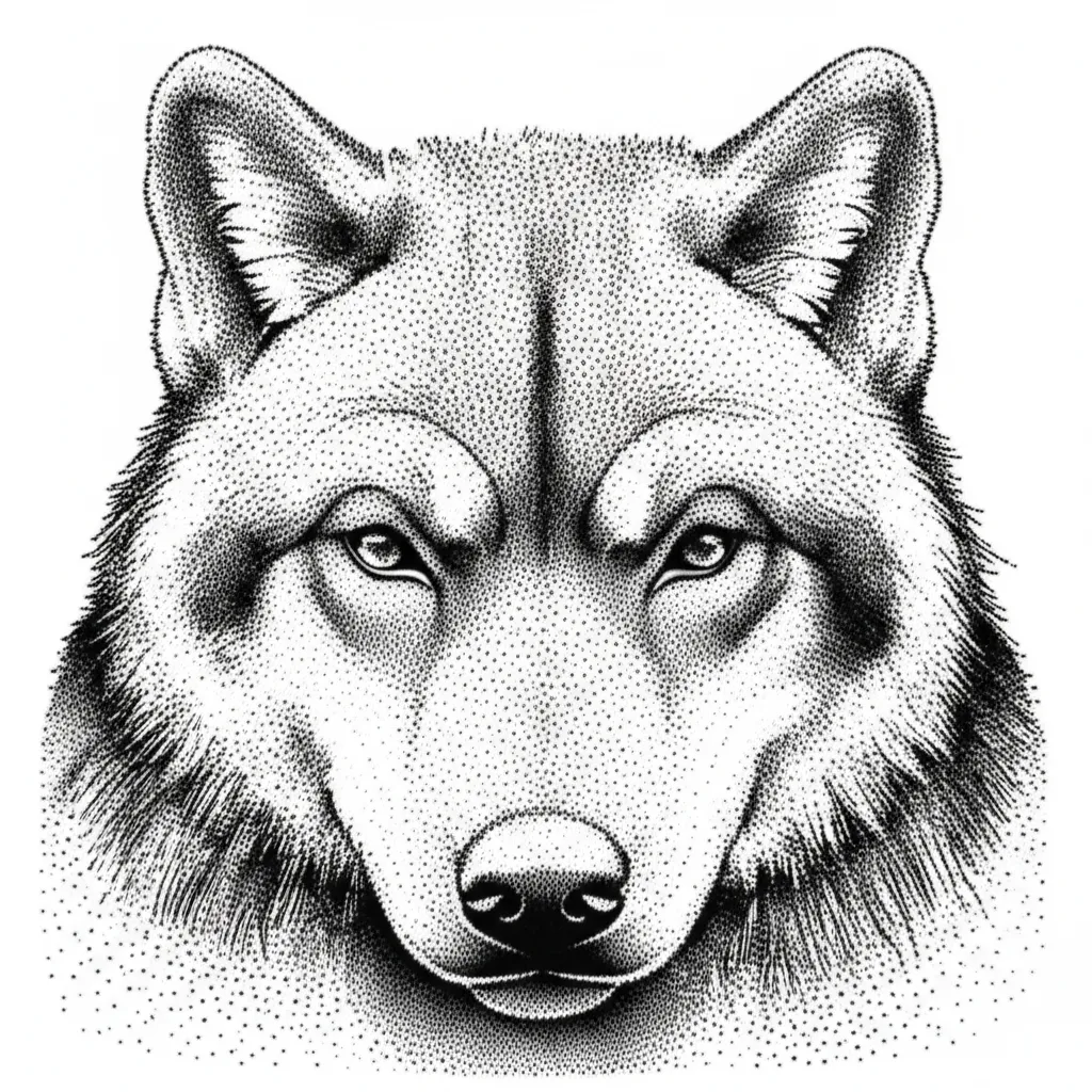 Dotwork Wolf Tattoo Arm Sleeve Design