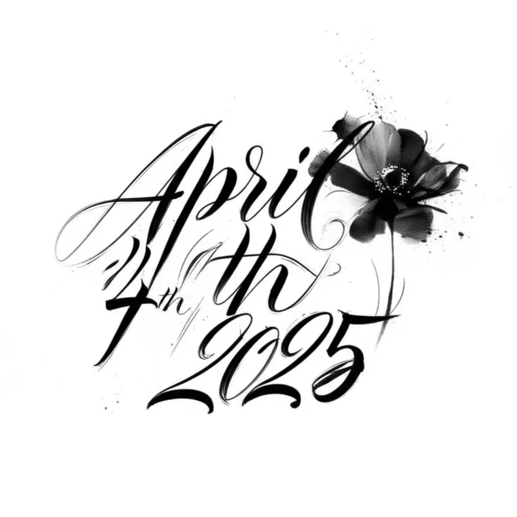 April 4th 2025 Poppy Flower Calligraphy Tattoo Design