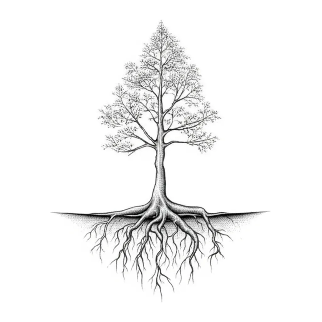 Fine Line Tree Tattoo with Full Roots: Meaning & Inspiration Fine Line Tree Tattoo with Full Roots: Meaning & Inspiration