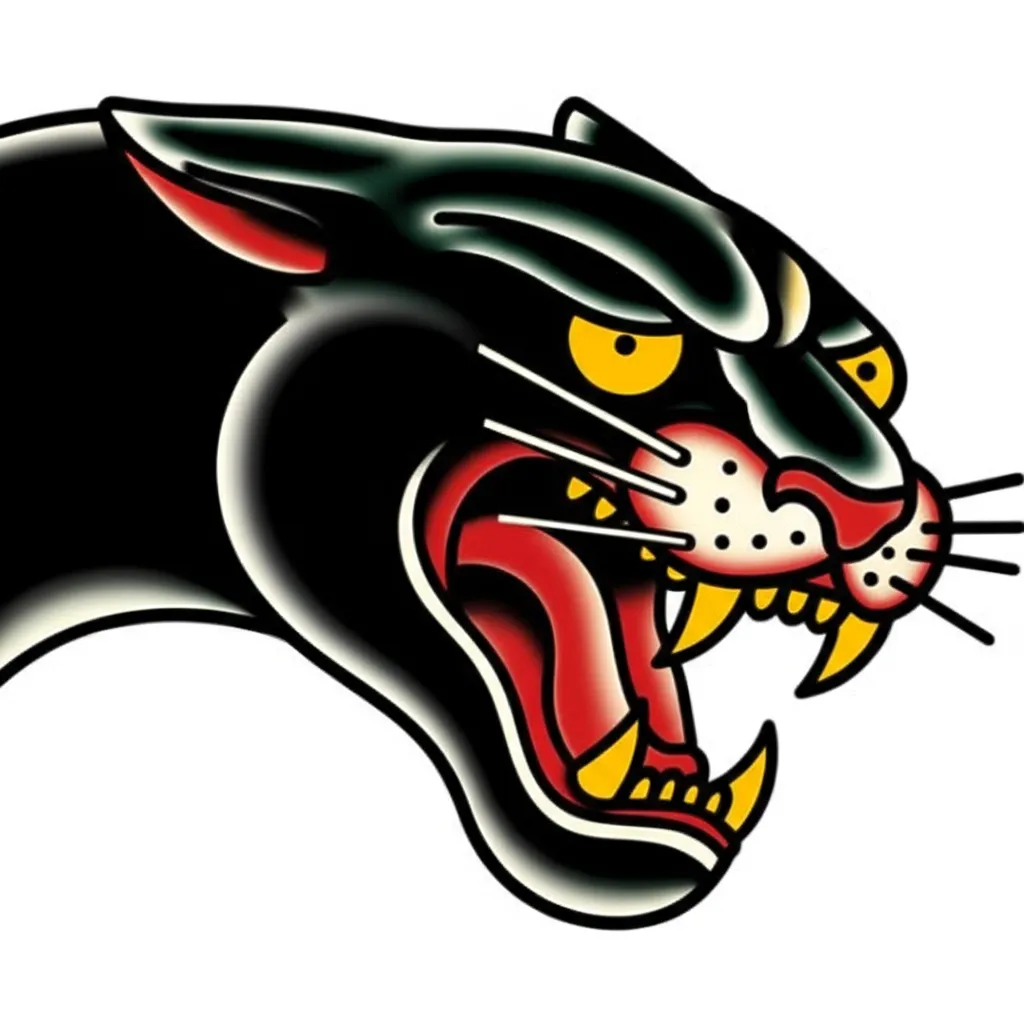 Old School Panther Tattoo Design