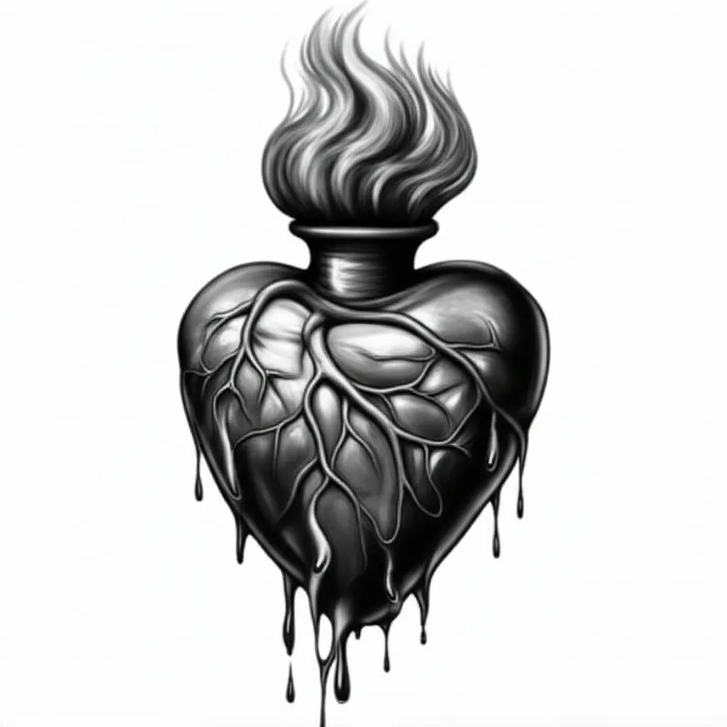Scared Heart Realism Tattoo Design