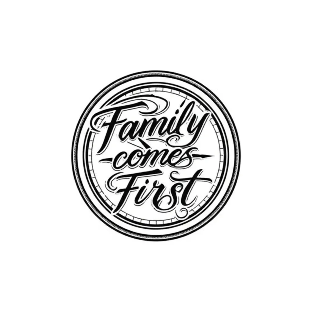 Family First Clock Tattoo - Blackwork Design for Forearm Family First Clock Tattoo - Blackwork Design for Forearm