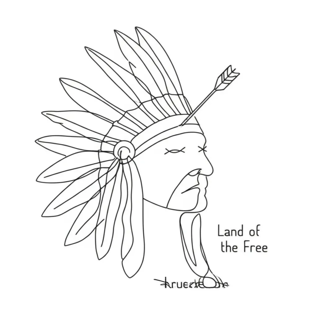 Minimalist Native American Chief Tattoo: Land of the Free