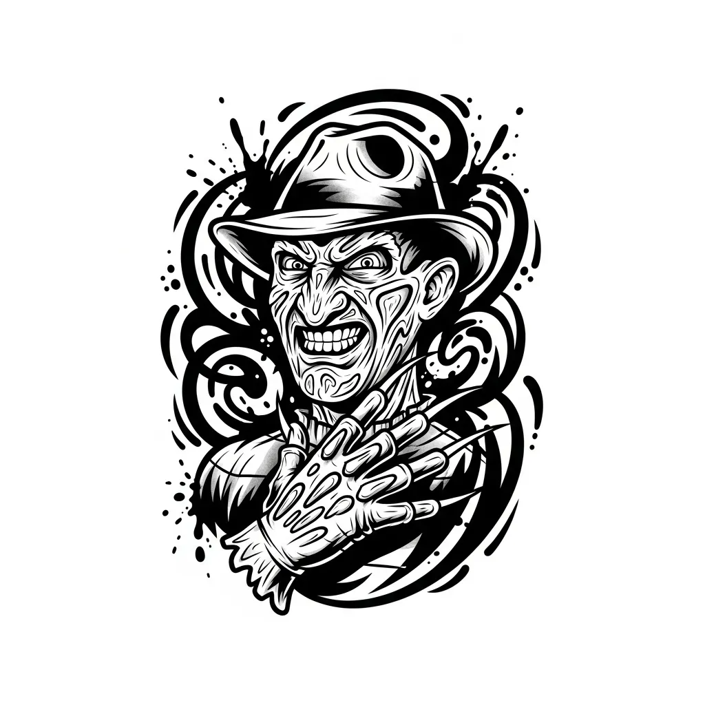 Freddy Krueger Graffiti Tattoo Design - Nightmare on Elm Street