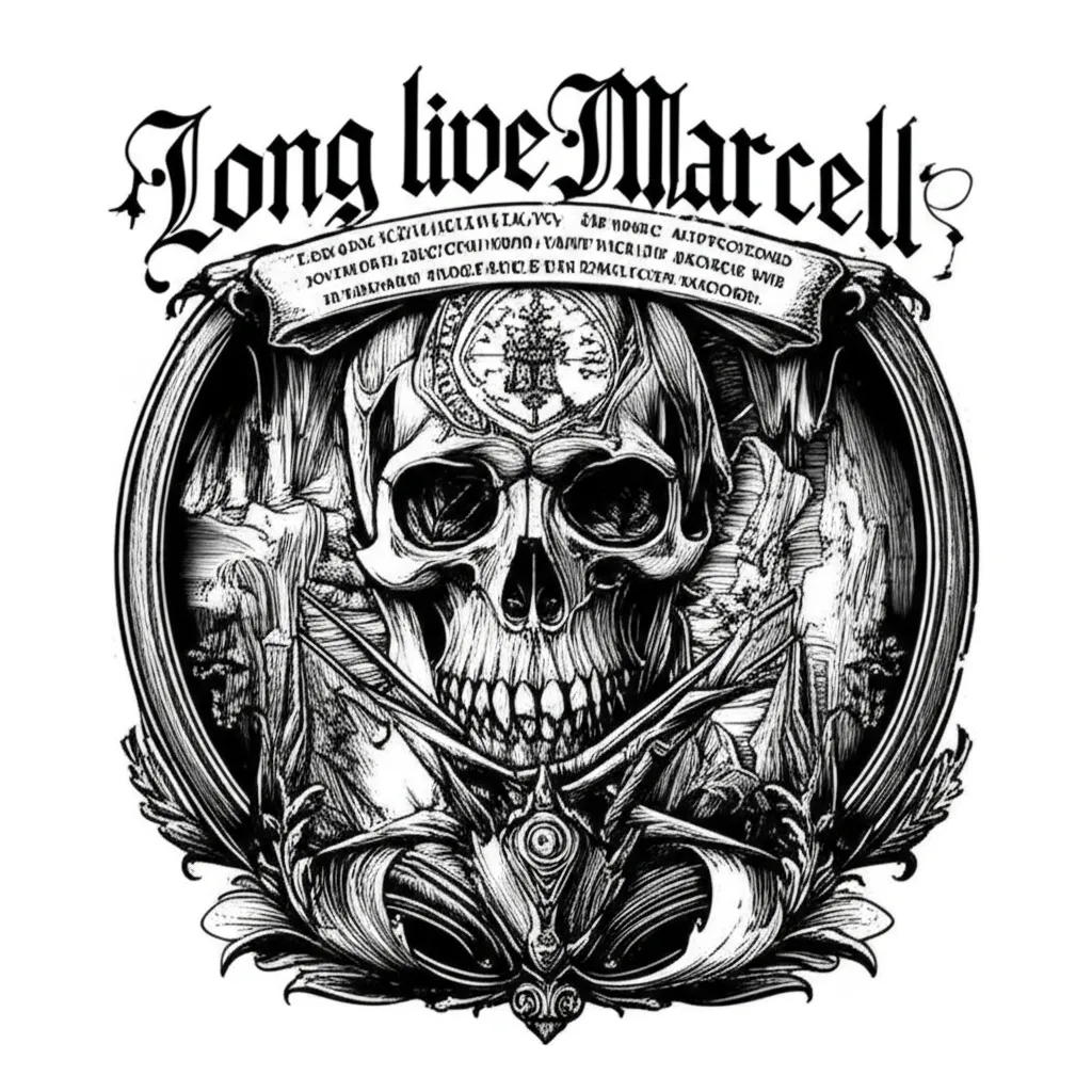 Long Live Marcel Gothic Skull Tattoo Design Long Live Marcel Gothic Skull Tattoo Design