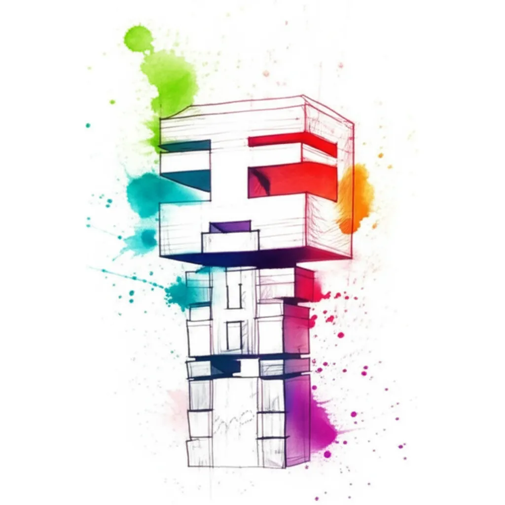 Watercolor Minecraft Totem of Undying Tattoo Design