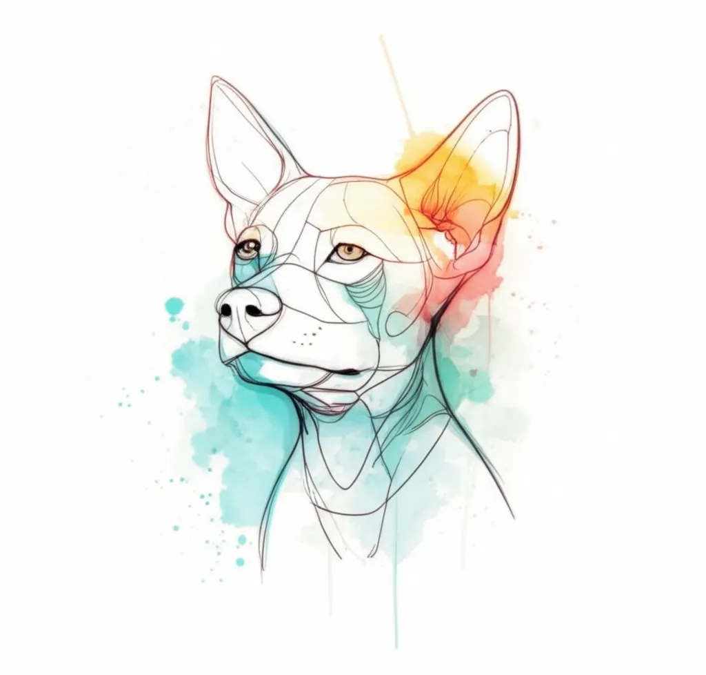 Watercolor Dog Tattoo Design - Unique and Artistic Pet Portrait