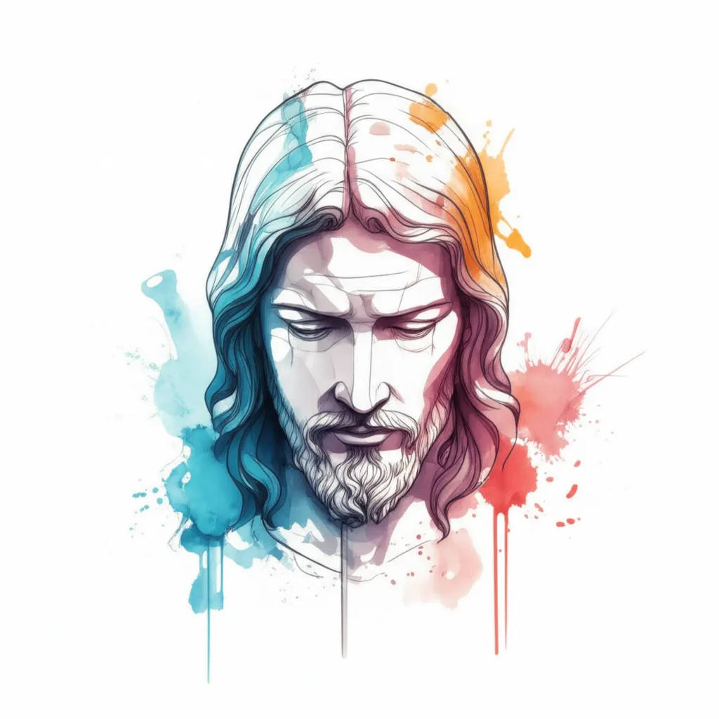 Watercolor Jesus Tattoo Cover Up Design for Chest Watercolor Jesus Tattoo Cover Up Design for Chest