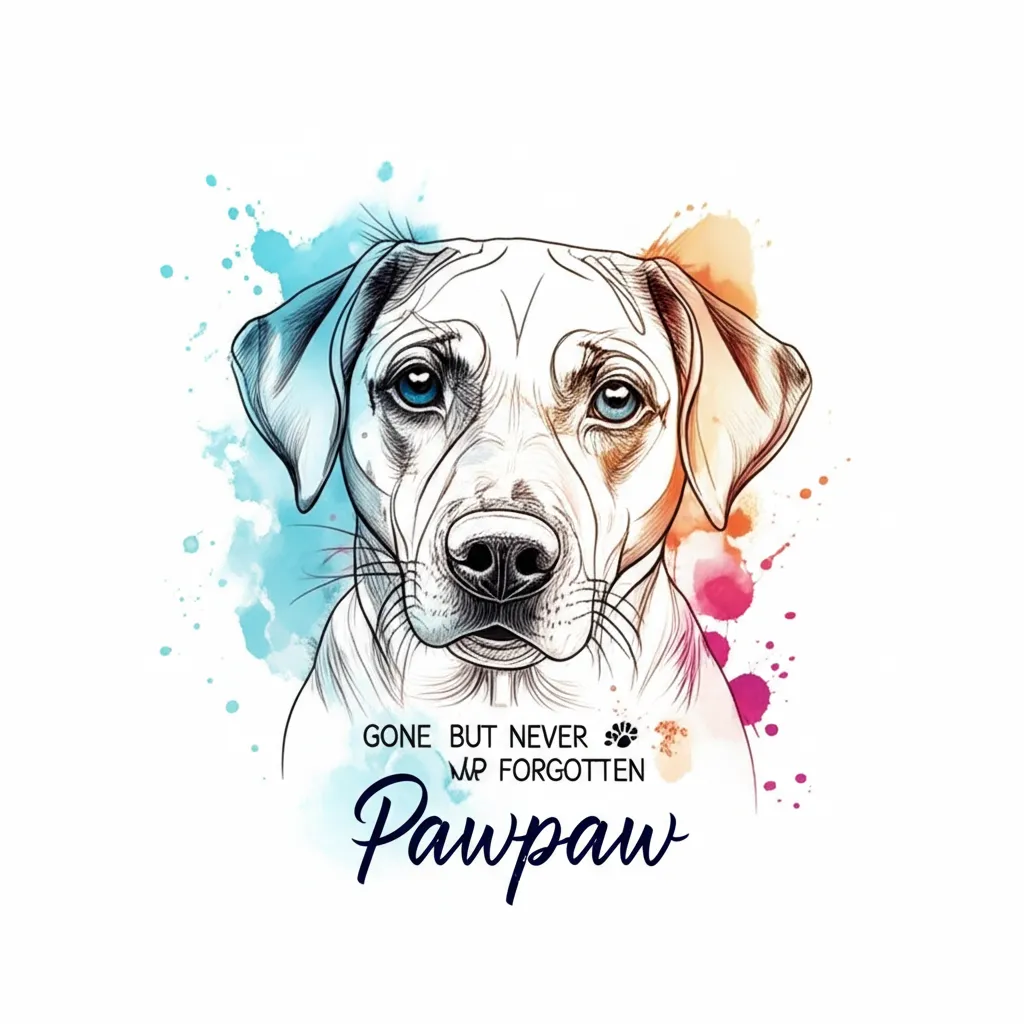 Watercolor Dog Memorial Tattoo - Gone But Never Forgotten Pawpaw Watercolor Dog Memorial Tattoo - Gone But Never Forgotten Pawpaw