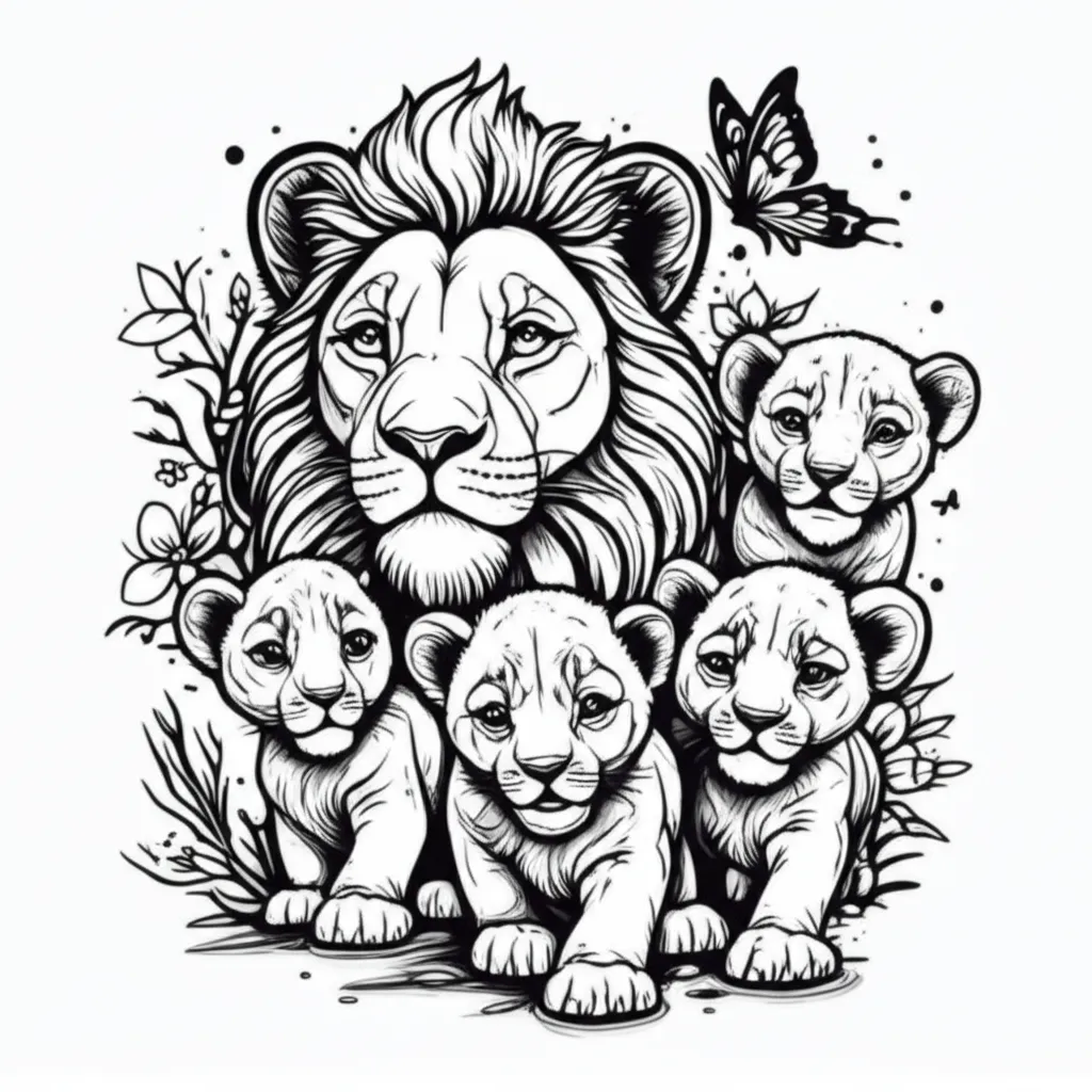 Lioness and Cubs Graffiti Tattoo: A Mother's Love Lioness and Cubs Graffiti Tattoo: A Mother's Love