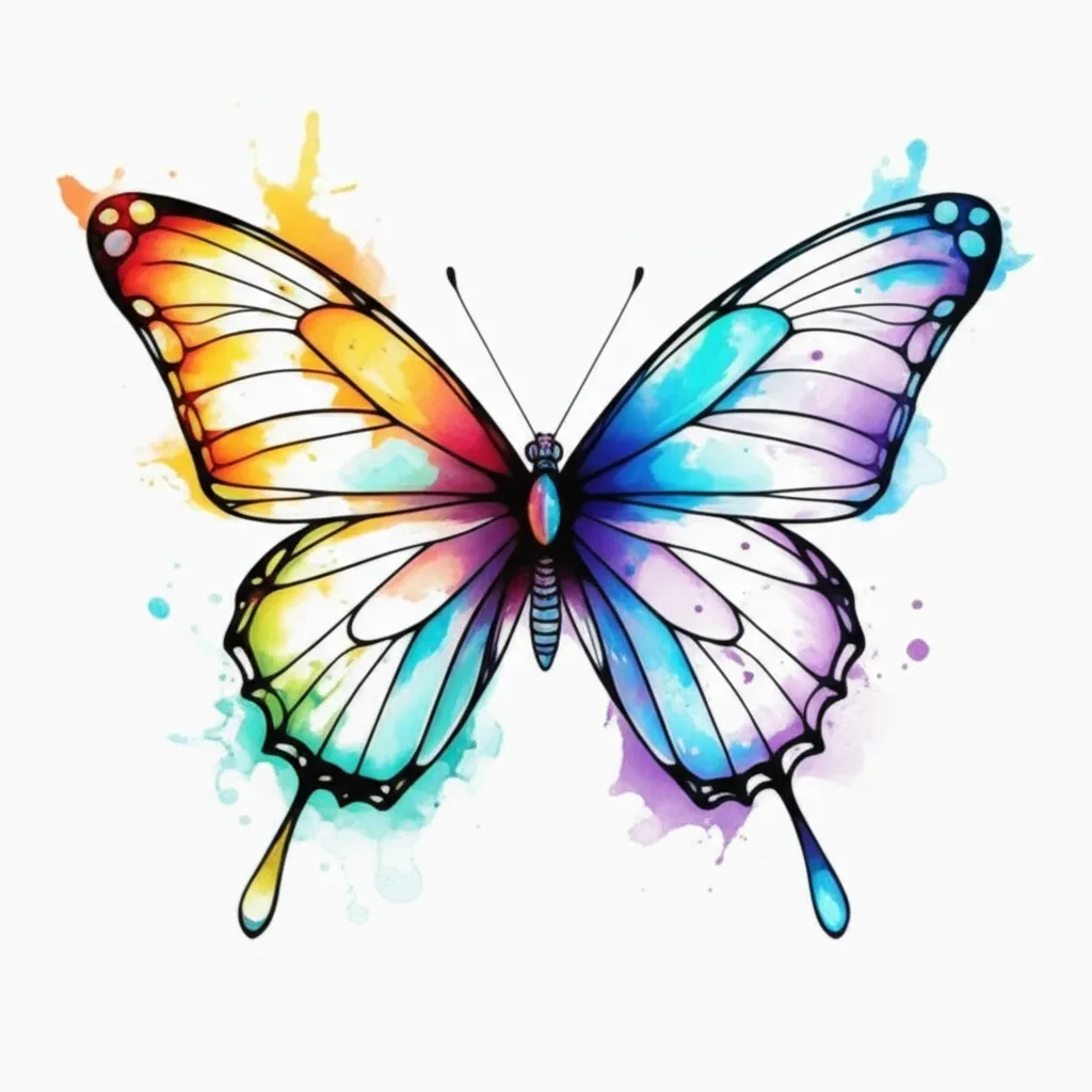 Watercolor Butterfly Tattoo Design